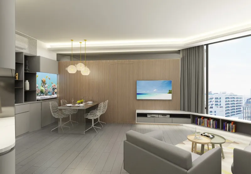 灝景灣B客廳灰色都會風設計